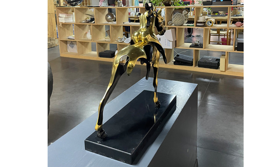 Home Decor Brass Casting Bronze Horse Sculpture Polished Gold Color