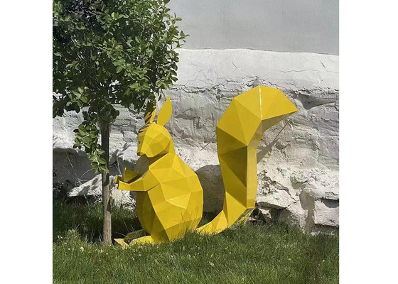 Contemporary Garden Decoration Colorful Stainless Steel Squirrel Sculpture