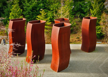 Modern Style Large Corten Steel Planter Boxes For Outdoor Decoration 80cm Height