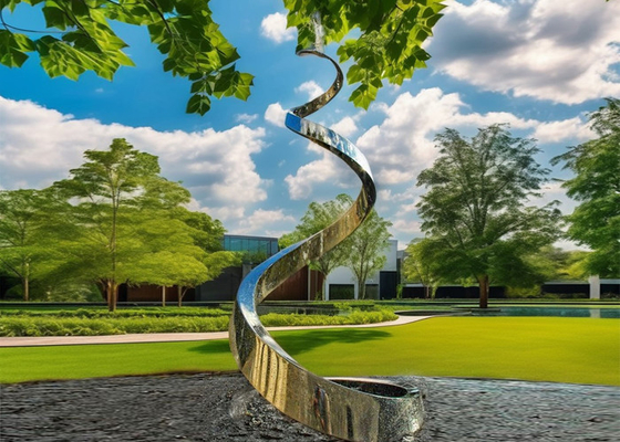 High Quality Stainless Steel Spiral Statue Polished Garden Water Fountain Metal Sculpture Metal Crafts for Sale