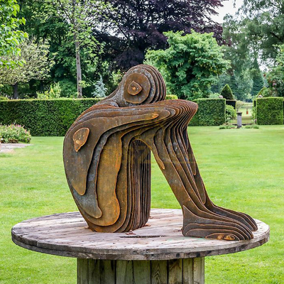 Modern Life Size Garden Metal Art Abstract Human Figure Sculpture In Corten Steel Stylish Modern Metal Crafts