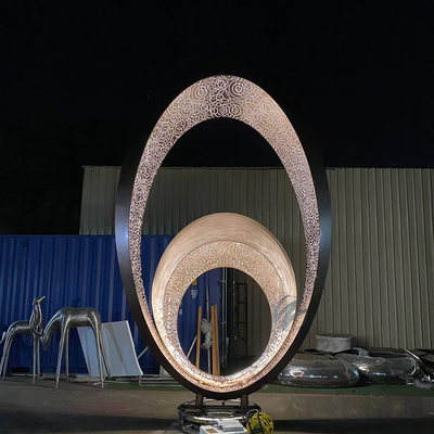 Modern Garden Decoration Bronze Egg Sculpture With Light