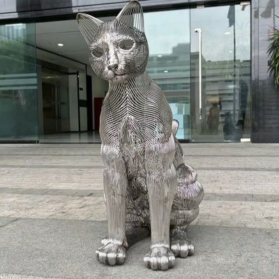 ভালো দাম Modern Art Cat Animal Decorative Metal Stainless Steel Sculpture Outdoor Large Statue Factory অনলাইন