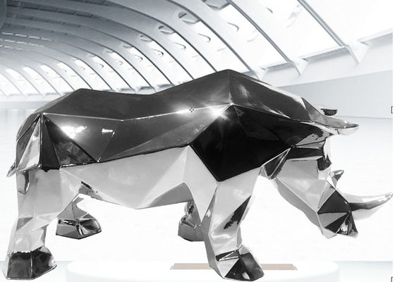 ভালো দাম কাস্টম মিরর পালিশ স্টেইনলেস স্টীল গন্ডার ভাস্কর্য অনলাইন