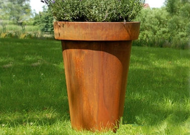 ভালো দাম হোটেল সজ্জা জন্য আধুনিক flared কলাম Corten ইস্পাত প্লেন্ডার ফুল পাত্র অনলাইন