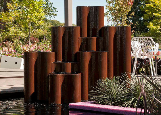 ভালো দাম কাস্টম আউটডোর Corten ইস্পাত কলাম বাগান জন্য জল বৈশিষ্ট্য ফোয়ারা অনলাইন
