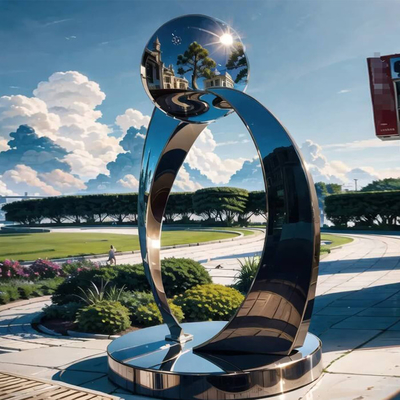 Large Outdoor Garden Abstract Art Metal Mirror Polished Stainless Steel Sculpture Hotels Outdoor Metal Crafts