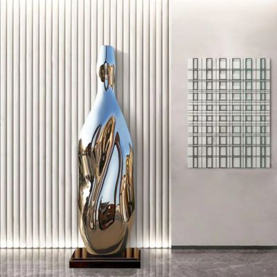 ভালো দাম Large Size Mirror Polished Stainless Steel Bottle Sculpture For Decoration অনলাইন