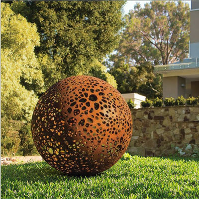 ভালো দাম Large Garden Decorative Weathered Corten Steel Rusted Hollow Metal Sphere অনলাইন