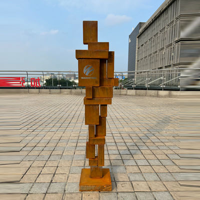 ভালো দাম 100cm Height Outdoor Garden Corten Steel Figure Geometrical Art Sculpture অনলাইন