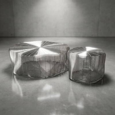 Modern Luxury Irregular Stainless Steel Wire Mesh Coffee Table for Villa Living Room