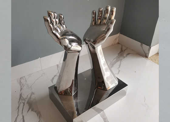 ভালো দাম অভ্যন্তরীণ সাজসজ্জার জন্য উচ্চতা 51cm সমসাময়িক স্টেইনলেস স্টিল মেটাল হাতের ভাস্কর্য অনলাইন